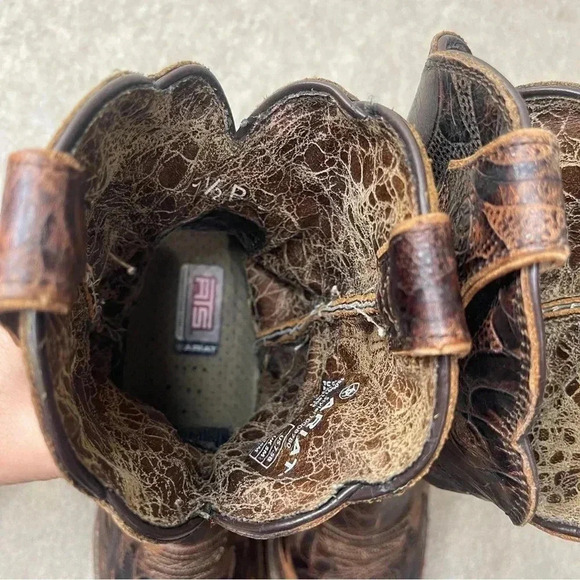 Ariat Dahlia Distressed Snip Toe Brown Leather Cowgirl Western Boots Size 7.5B - Picture 15 of 17